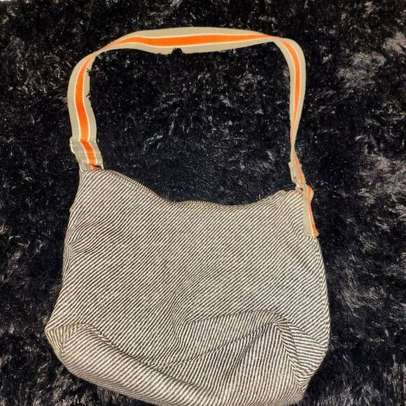 GAP Monochrome Striped Bag with Bold Orange Strap - Picture 1 of 9